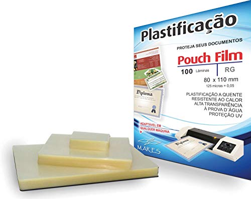 Plástico para Plastificação Pouch Film, Mares 6886, Multicor, Pacote de 100