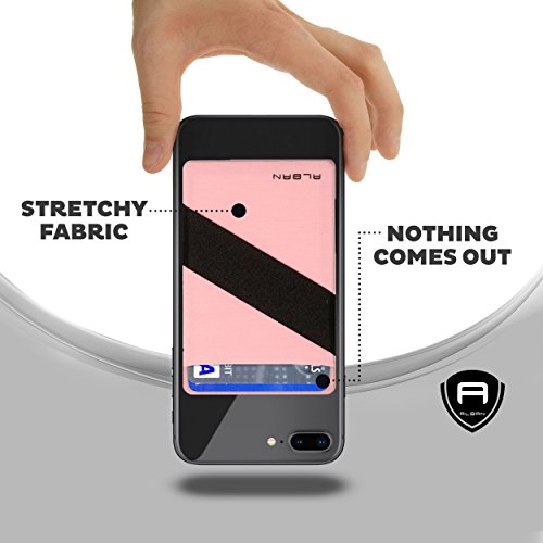 Alban Credit Card Holder Stick On Cell Phone Wallet Rfid Blocking With Finger Strap 2 Pack (Pink) #TOP5