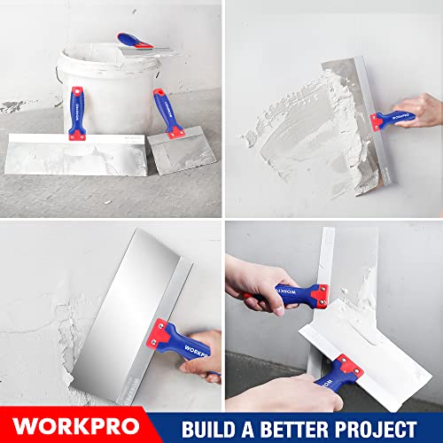 WORKPRO Drywall Knife Set, Stainless Steel Taping Knife Putty Knife with 4", 6'', 8'', 10'', 12'' Blades and Alloy Metal Hammer End, Spackle Tools for Drywall Repairing and Finishing(5 PCS) by WORKPRO - Image 7