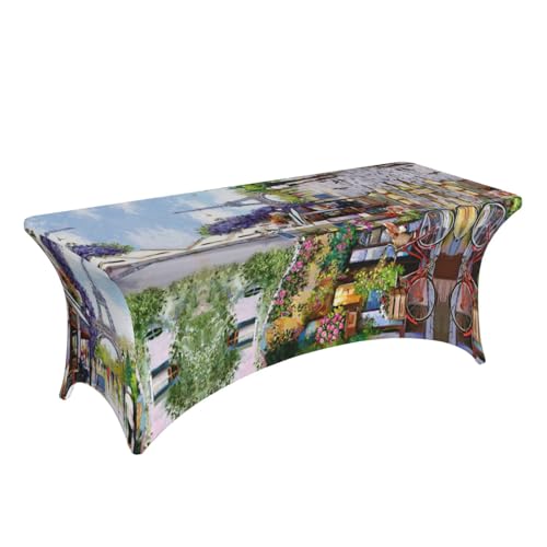 Nappe extensible élasthanne Tour Eiffel pour table fête 1,8m - 4