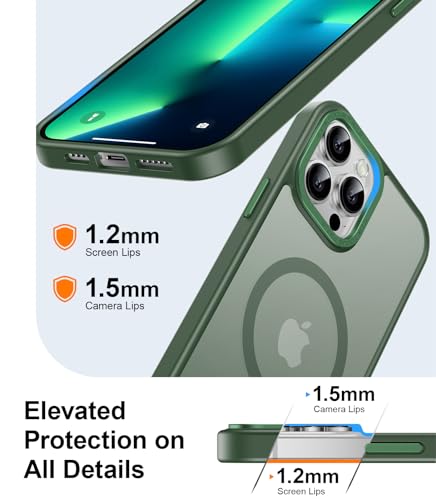 Luhouri LU-YD-FG-I13 PRO MAX-PINE GREEN Enhanced Magnetic For Iphone 13 Pro Max Case With Screen Protector - Wireless Charging Compatible thumb #6