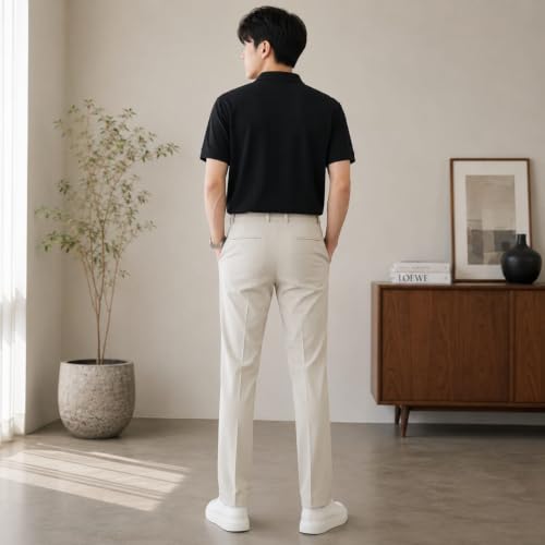 Generic Men's Korean Style Straight Fit Beige Trouser - Image 4