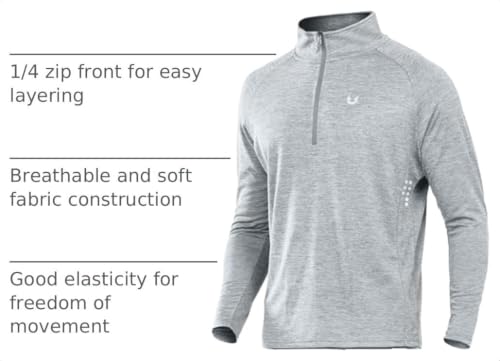 Image of NORTHYARD Men's Quarter Zip Pullover Athletic Running Shirt Long Sleeve