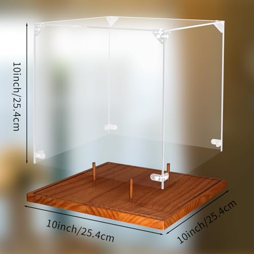 Image of Clear Acrylic Basketball Display Case with Wood Base & Tee, Memorabilia Stand Cube Holder, Dust Protection Transparent Storage Box for Single Ball Souvenir Basketball Collections