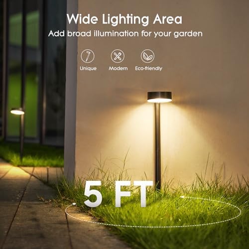 E-Kong 8 Pack Solar Pathway Lights Outdoor, Bright 12 LED Solar Lights Outdoor Waterproof for Yard, Over 12Hrs Long Lighting Solar Powered Garden Lights for Outside Walkway Patio Path Driveway
