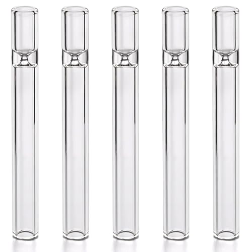 Pack of 5 Glass One Hitter Pipe 10cm Borosilicate GLass Pipe Mini Portable Heat Resistant GlaSS Oil Burner Clear Thick Oil Pipe for Oil Burning and Aromatherapy