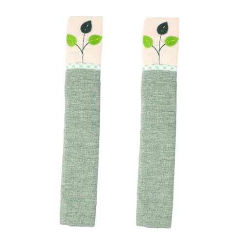 jojofuny Cubiertas de Manijas para Frigorífico de Tela Hecha Mano Guantes para Puertas Dobles Protección Suave y Decorativa para Cocina de Verde