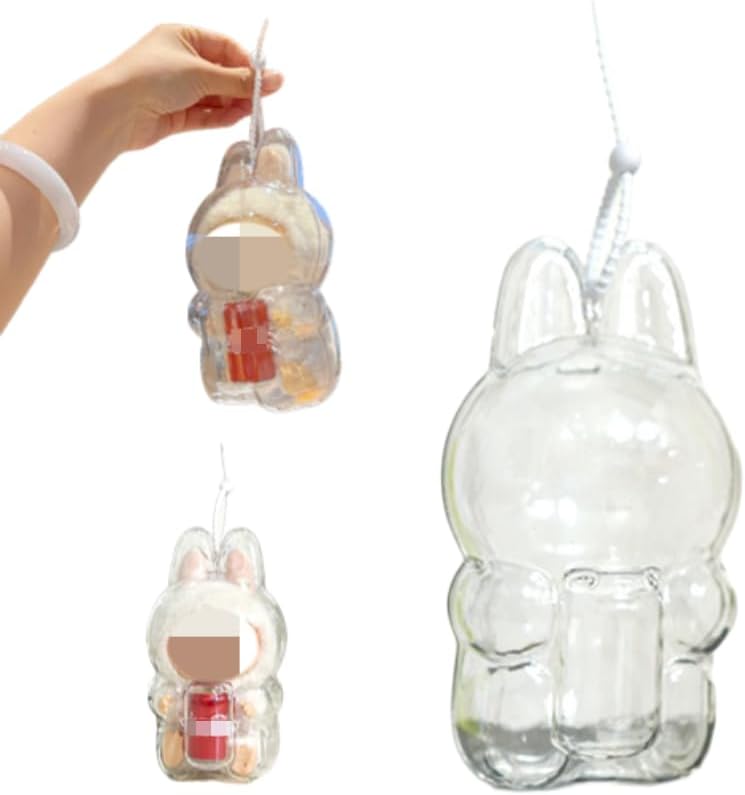 for Labubu Acrylic Clear Protective Case with Silicone Anti-Theft Buckle - Coke Series Protection for Collectible Display(No Doll) (Sitting)