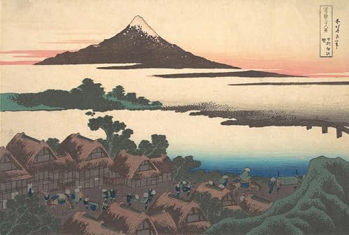 Peinture murale de l'Aube à Isawa par Hokusai pour sublimer l'ambiance zen de votre grand salon