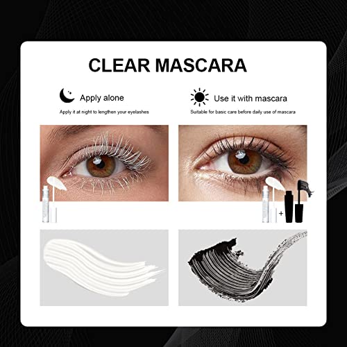 2Pcs Clear Mascara Primer, Reddhoon Eyelash Primer, Natural Curl Hypoallergenic White Mascara, Waterproof Long Lasting Mascara Primer For Eyelashes Extensions, Vegan And Cruelty Free #TOP3