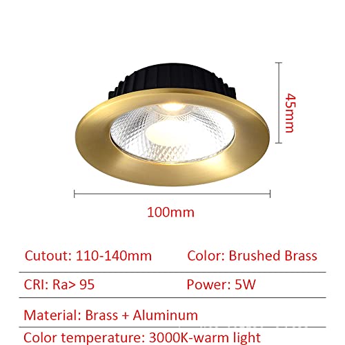 Cctung 3000K, 4000K, 6000K Dimmable Led Recessed Ceiling Light Gold Brushed Brass Baffle Trim Recessed Light, Recessed Can Light #TOP1