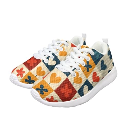 Heart Kids Sneakers Girls Lightweight Breathable Mesh Training Lace Up Shoes Athletic Walking Running Tennis Shoes for Little Kid Size11.5-13/ Big Kids Size1-3