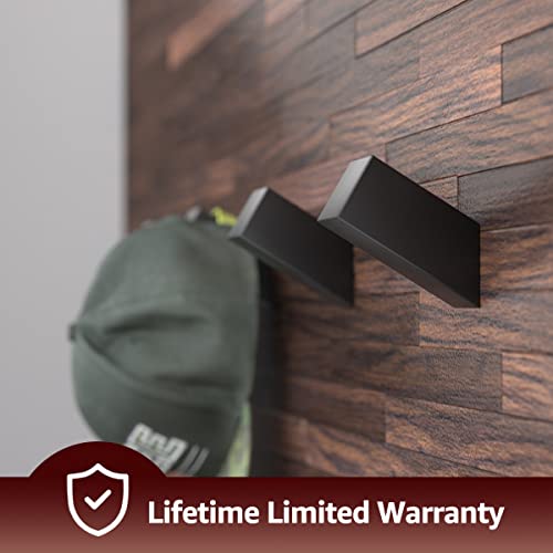 Cocoya 4Pack Metal Wall Hooks, Minimalist Coat Hooks Matte Black Modern Easy Install Wall Mount Heavy Duty Aluminum Slant Simple Mid Century Entryway Bathroom, For Hanging Hat Purses Backpack Towel #TOP3