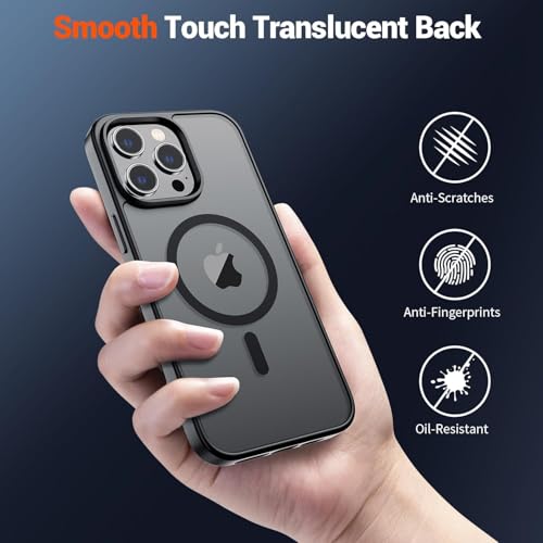 Image of iPhone 13 Pro Max Magsafe Hard Back Case | Matte Design & 360 Protection | Military-Grade Apple iPhone 13 Pro Max Cover | Strong Magnet Back - Black
