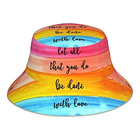 XIACHUANGSM Sun hat Let All You do be Done with Love Printing Reflective Bucket Hat Women's Men's Sunhat Black Cover