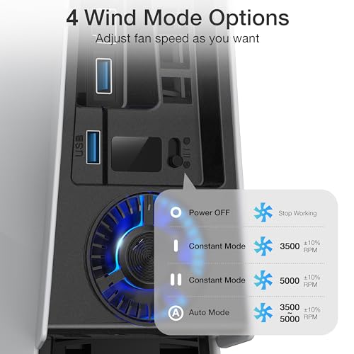 Image of MEQI 4-Fan Cooling Fan for PS5 Pro, Quiet Adjustable Speed Cooler, Auto On Off, LED Light & USB Hub Efficient Cooling Accessories, Not for PS5 2020 /Slim Version 2023