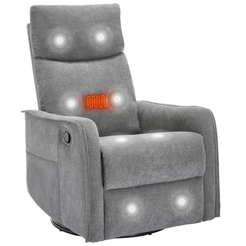PELUMY Rocker Recliner Chair with Heat Massage - Manual Swivel Recliner