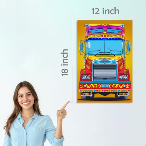 Image of SiddArtify Vibrant Truck Art Print Set - 300GSM Board - 12x18 Inch - Pack of 6 Wall Room Decoration art Poster Prints