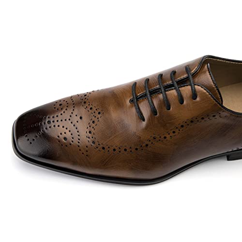 Meijiana Men's Oxfords Formal Shoes Men Business Casual Shoes Lace-Up Fashion Dress Shoes For Men, Brown-01, 11 Us #TOP1