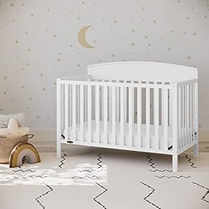 Graco Benton 5 in 1 Convertible Crib White–GREENGUARD Gold Certified Converts from Baby Crib to Toddler Bed Daybed and Full Size Bed Fits Standard Full Size Crib Mattress