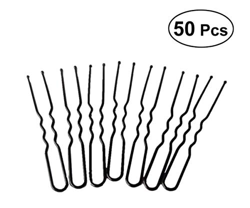 50Pcs Metal Grip Hair Pins U Shaped Bobby Pins Hair Style Fast Spiral Simple Hair Braid Twist Styling Hair Accessories Clips (Black)