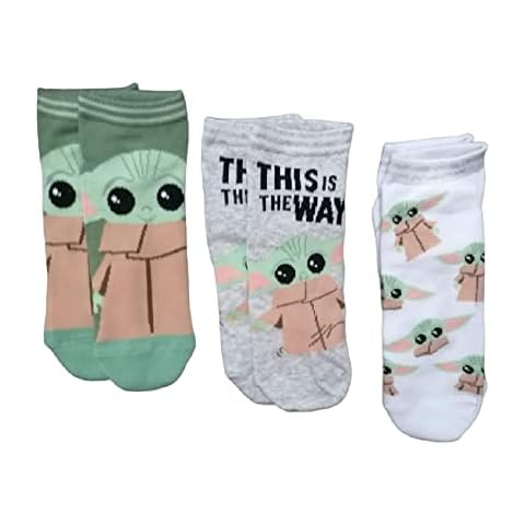 Disney Stars Wars; Mandalorian The Child 3 Pack Ladies Socks Baby Yoda Shoe Liners in a Velvet gift Pouch UK 4-8 Cover