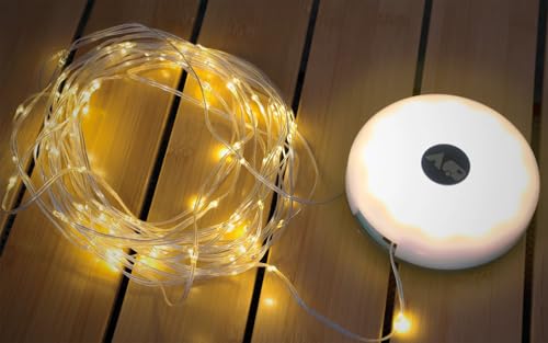 BERGER 2in1 Campinglaterne und Lichterkette 10 m | 5 Modi LED Outdoor Lampe warmweiß | Campinglampe USB aufladbar | für Zelt Wohnwagen Wandern Stromausfall Weihnachten | kompakt leicht wasserdicht