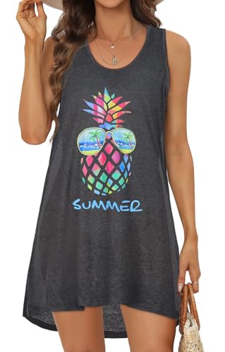 Image of elescat Womens Swimsuit Cover Up Summer Sleeveless T Shirt Beach Dress Tank Bikini Coverups 2026