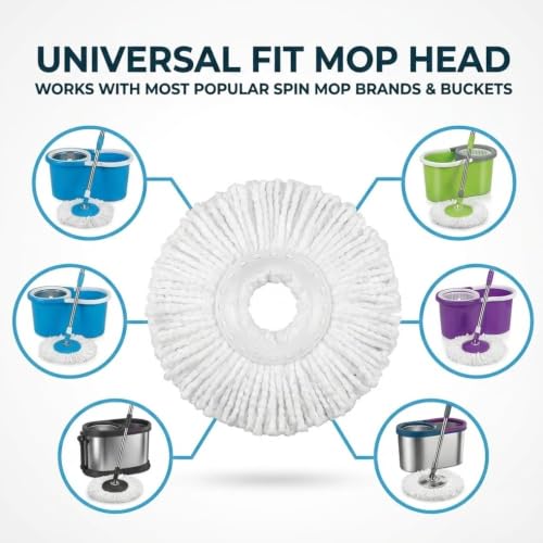 Image of Rushilwere Microfiber Spin Mop Refill for 360 Rotation Mop | Replacement Head Compatible with Most Spin Mop Sticks & Buckets | Pack of 3