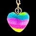KERDEJAR Novedad Arco Iris Corazón Llavero Bolsa Colgar Peluche Juguete Colgante Pop Pom Llavero