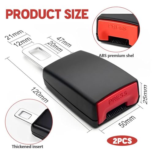 Set Di 2 Pezzi Inserto Per Cintura Per Auto, Accessorio Interno Per Auto, Compatibile Con Il 95% Delle (Nero) - 2