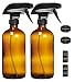 2 Pcs 16 oz 500 ml vaporisateur en verre rechargeable avec étiquettes, déclencheurs de pulvérisateur en plastique avec modes brume et flux, récipient de pulvérisation pour parfum d'huiles essentielles
