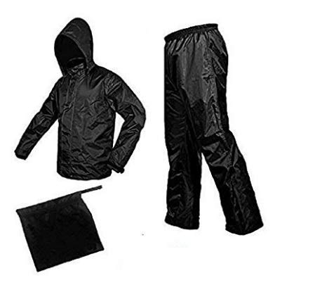 Agirav Mens and Womens olid Rain Coat Water Proof/Packable Zipper with Hood & Pocket (Black , Medium)