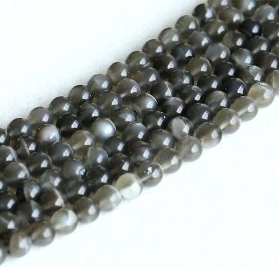 Miniatura 2 de 1 hebras de piedra lunar negra natural flash luz redonda suelta bolas de piedras preciosas 0.236 in 0.315 in 0.394 in 0.472 in 15" 05146