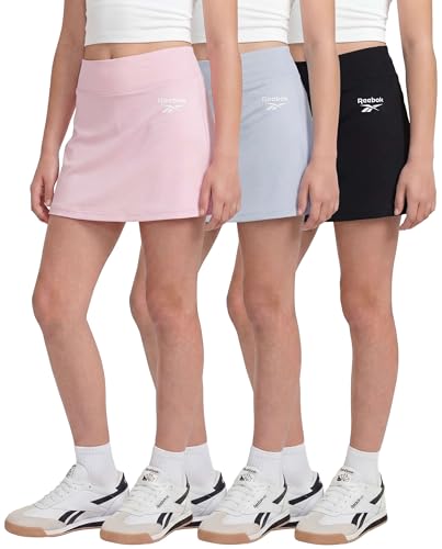 Reebok 3 Pack: Girls Skorts Athletic Dry Fit Tennis Golf Skirt with Built in Shorts Active for Kids Teens Tweens (Sizes 6-16)- Set 6 M (8)