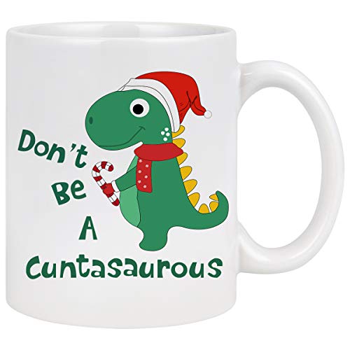Christmas Coffee Mug Christmas Dinosaur Mug with Christmas Hat Funny Coffee Mug Novelty Funny Gift Mug for Christmas Christmas Gifts for Friends Men Women Kids Animal Lover Christmas Decoration 11Oz