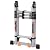 Telescoping Ladder 16.5 FT A Frame, Extension Multi-Purpose with Balance Bar Heavy Duty 330 lbs Max Capacity for Home and Outdoor Work, Silver