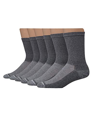 Hanes Ultimate Mens X-Temp FreshIQ Crew Socks 6-Pack, 6-12, Grey