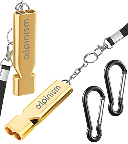 Alpine Emergency Whistle Keychain with Carabiner & Lanyard for Outdoor Safety
