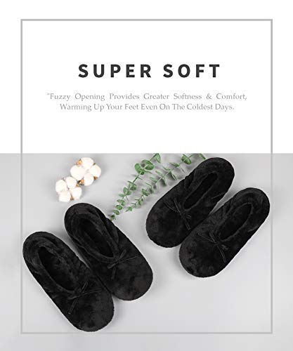 Image of Panda Bros 2 Pairs Women's Ballerina House Slippers, Anti-Skid Comfy Warm Ballet Style Slippers