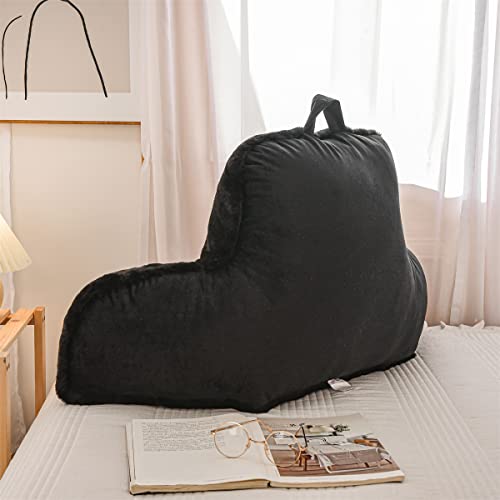 Ntbed Reading Pillow Faux Fur Bed Wedge Backrest With Arms,Couch Tv Relax Bed Rest Pillow Back Support Cushion For Kids Teens Boys Girls(Black) #TOP2