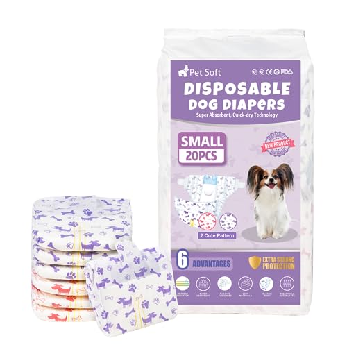 Pet Soft Dog Nappies Female, 20 Count Disposable Dog Period Season Pants