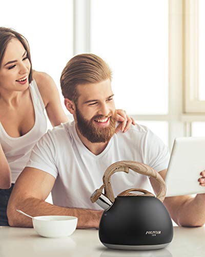 POLIVIAR Tea Kettle, Black Ti Stovetop Tea Kettle 2.7 Quart, Audible Whistling Teapot, Food Grade Stainless Steel for Anti-Rust and Anti Hot Handle, Suitable for All Heat Sources (JX2018-WB20) - Thumbnail 7