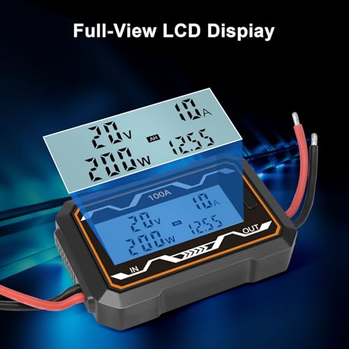 Medidor de rendimiento de consumo de batería 100A con pantalla LCD de alta precisión 5