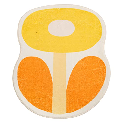 Badezimmerteppich Orange Gelb Weiß Badematte Flauschig Mikrofaser Badvorleger rutschfest Duschvorleger Schnelltrocknend Badteppich Waschbar Duschvorleger Verdicken Badematten Badmatte 40x60cm