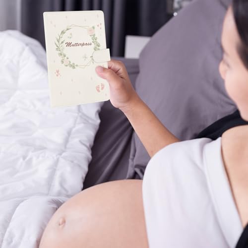 KONVINIT Mutterpasshülle Mutterpass Schutzhülle Personalisiert aus Kunstleder Organizer für Ultraschallbilder, Impfpass & Versichertenkarte,Geschenk für Schwangere & werdende Mütter