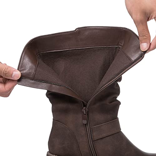 GLOBALWIN Women's Mid Calf Dress Boots Biker Motorcycle Riding Boots Women For Women4