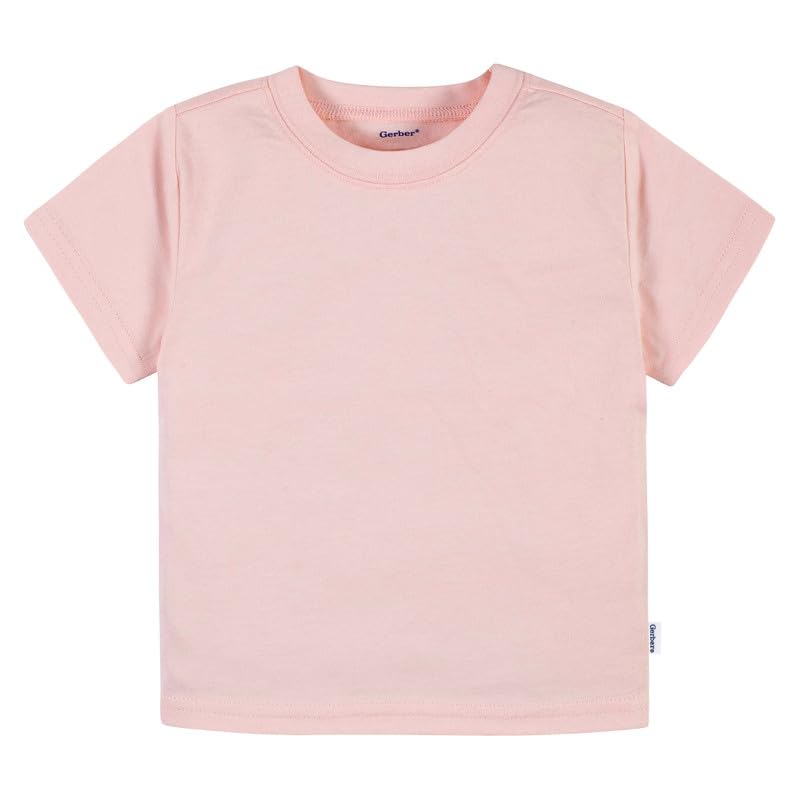 Image of Gerber Baby & Toddler 5-Pack Solid Short Sleeve T-Shirts Jersey 160 GSM