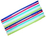 Tupperware Set of 10 Whistle Straws 11" Reusable Rainbow Red, Green, Indigo, Sheer and Blue