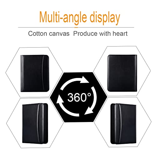 eshow leather portfolio professional business padfolio with zipper - interview resume notefolio premium legal document organizer with card holder writing pad and file folders for men and women